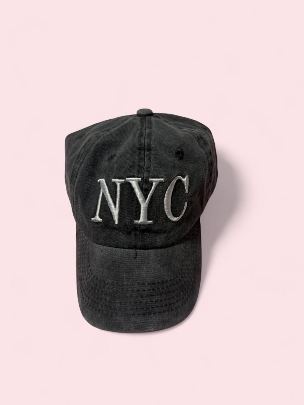 Source Unknown Black Baseball Cap with White NYC Embroidery